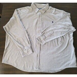 Polo Ralph Lauren Polo Shirt 4XB Gray Big and Tall Long Sleeve Fall Preppy Mesh